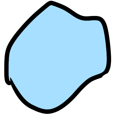 a blob of baby blue with a black outline